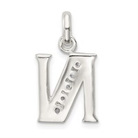 Sterling Silver White CZ Letter N Initial Pendant view 3