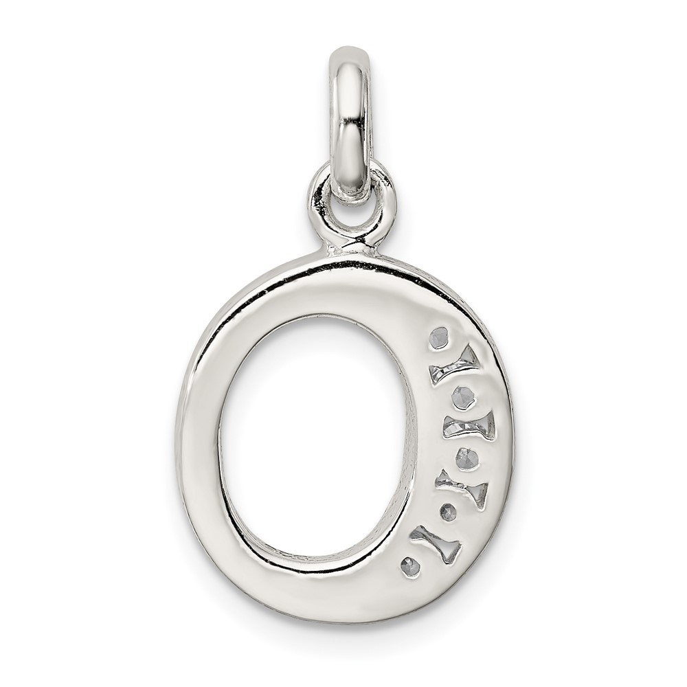 Sterling Silver White CZ Letter O Initial Pendant (QC6716O)