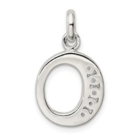 Sterling Silver White CZ Letter O Initial Pendant view 3