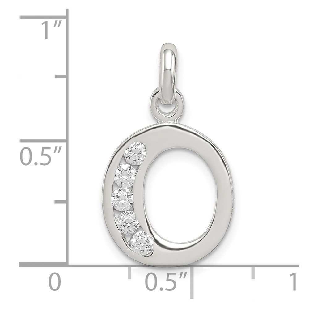 Sterling Silver White CZ Letter O Initial Pendant (QC6716O)
