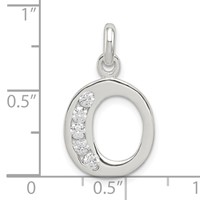 Sterling Silver White CZ Letter O Initial Pendant view 4