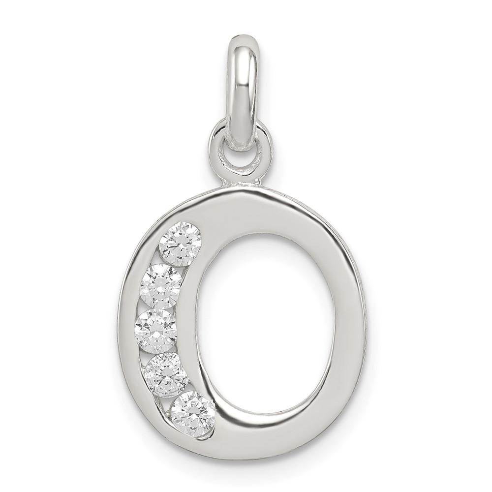 Sterling Silver White CZ Letter O Initial Pendant (QC6716O)