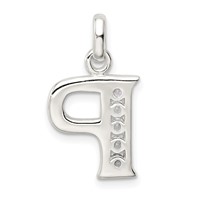 Sterling Silver White CZ Letter P Initial Pendant view 3