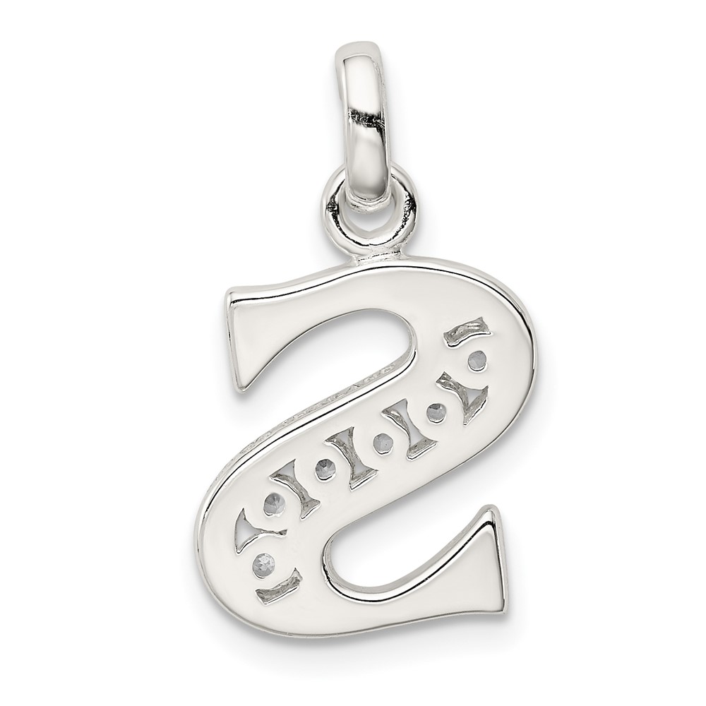 Sterling Silver White CZ Letter S Initial Pendant (QC6716S)