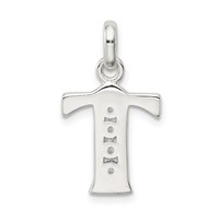 Sterling Silver White CZ Letter T Initial Pendant view 3