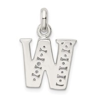 Sterling Silver White CZ Letter W Initial Pendant view 3