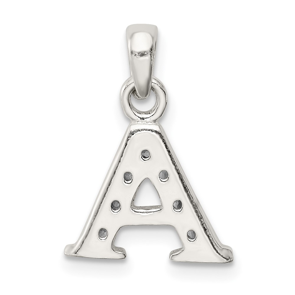 Sterling Silver CZ Letter A Initial Pendant (QC6717A)