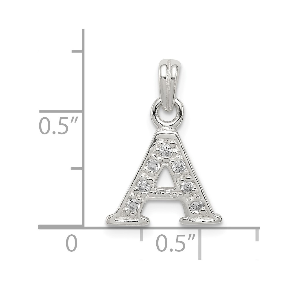 Sterling Silver CZ Letter A Initial Pendant (QC6717A)