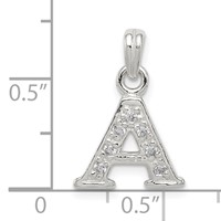 Sterling Silver CZ Letter a Initial Pendant view 3