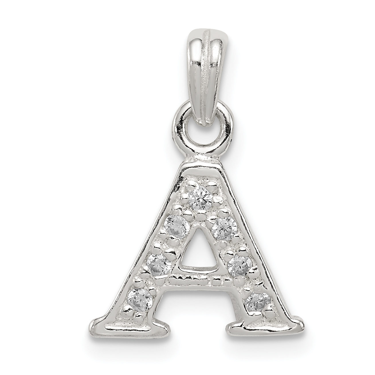 Sterling Silver CZ Letter A Initial Pendant (QC6717A)