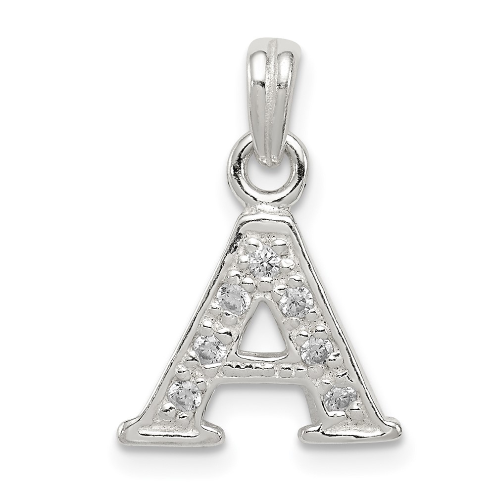 Sterling Silver CZ Letter A Initial Pendant (QC6717A)