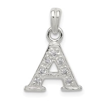 Sterling Silver CZ Letter a Initial Pendant view 1