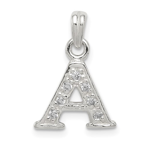 Sterling Silver CZ Letter a Initial Pendant