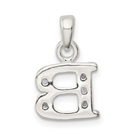 Sterling Silver CZ Letter B Initial Pendant view 4