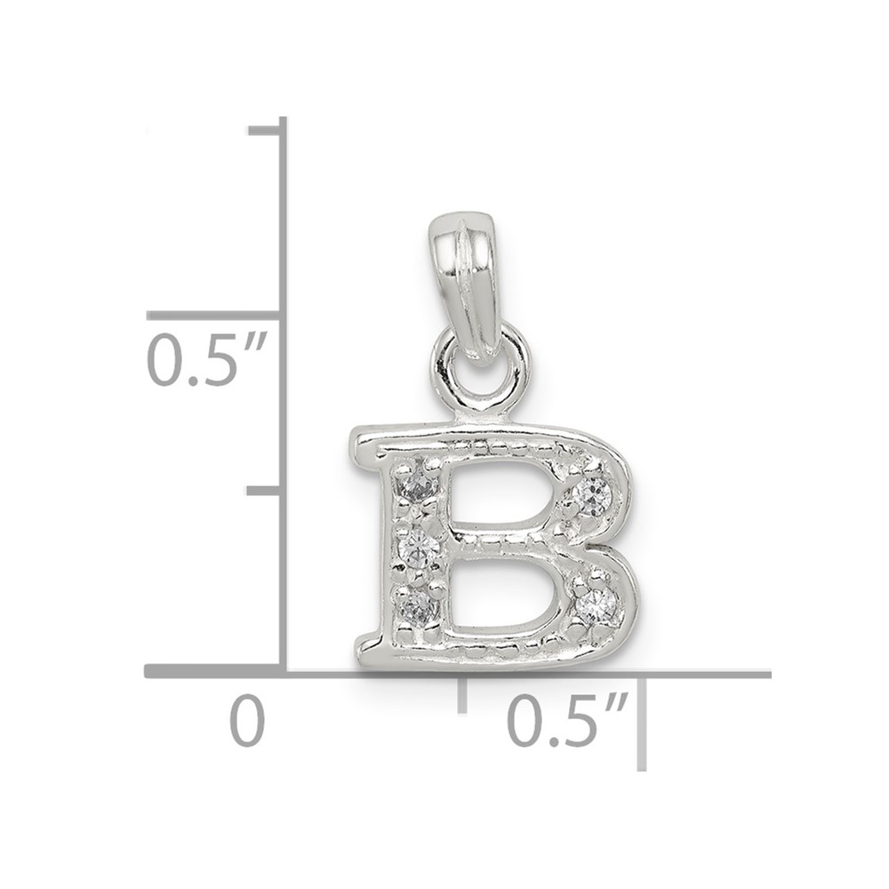 Sterling Silver CZ Letter B Initial Pendant (QC6717B)