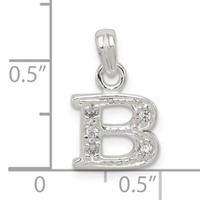 Sterling Silver CZ Letter B Initial Pendant view 3