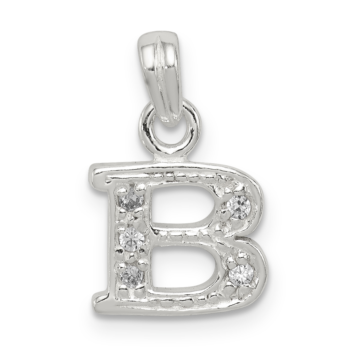 Sterling Silver CZ Letter B Initial Pendant (QC6717B)
