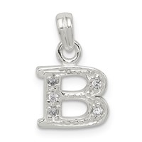 Sterling Silver CZ Letter B Initial Pendant view 1