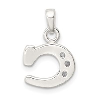 Sterling Silver CZ Letter C Initial Pendant view 4