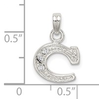 Sterling Silver CZ Letter C Initial Pendant view 3