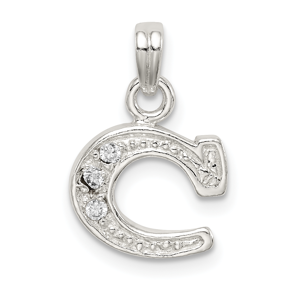 Sterling Silver CZ Letter C Initial Pendant (QC6717C)