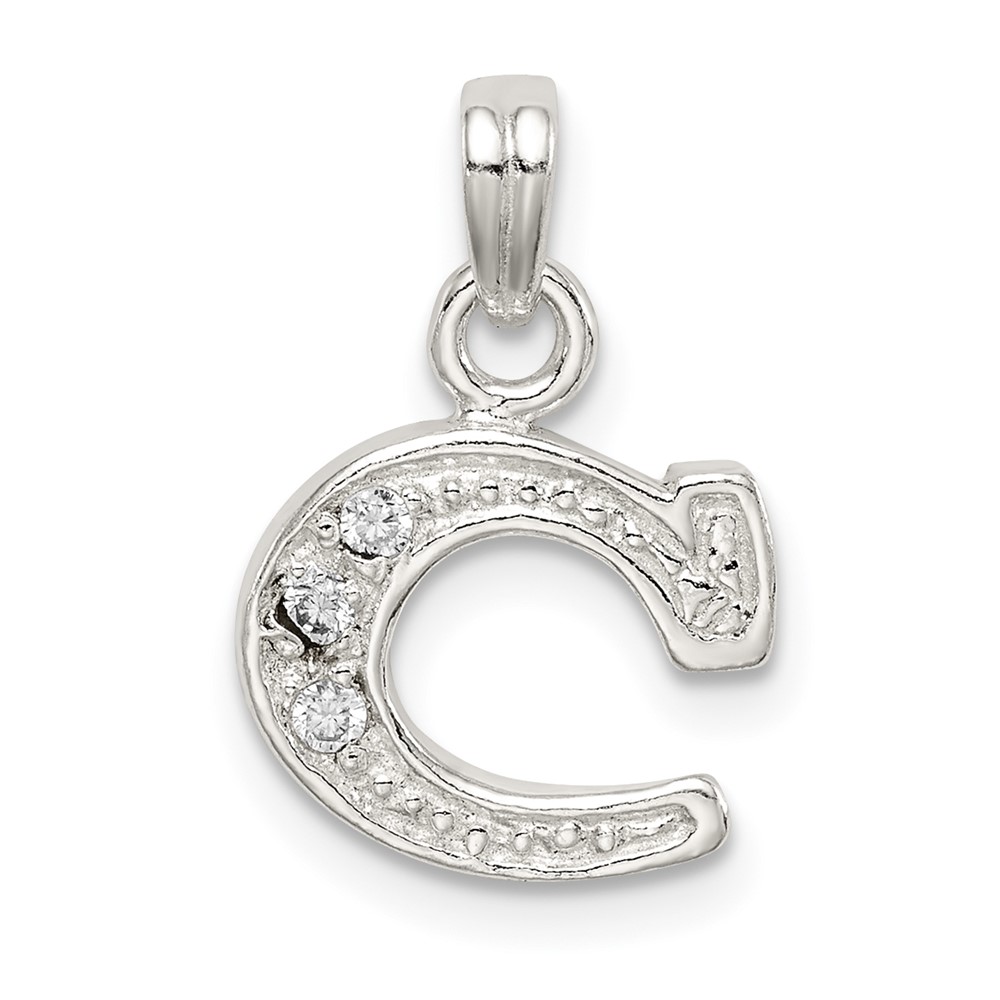 Sterling Silver CZ Letter C Initial Pendant (QC6717C)