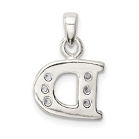 Sterling Silver CZ Letter D Initial Pendant view 4