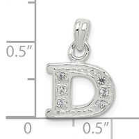 Sterling Silver CZ Letter D Initial Pendant view 3