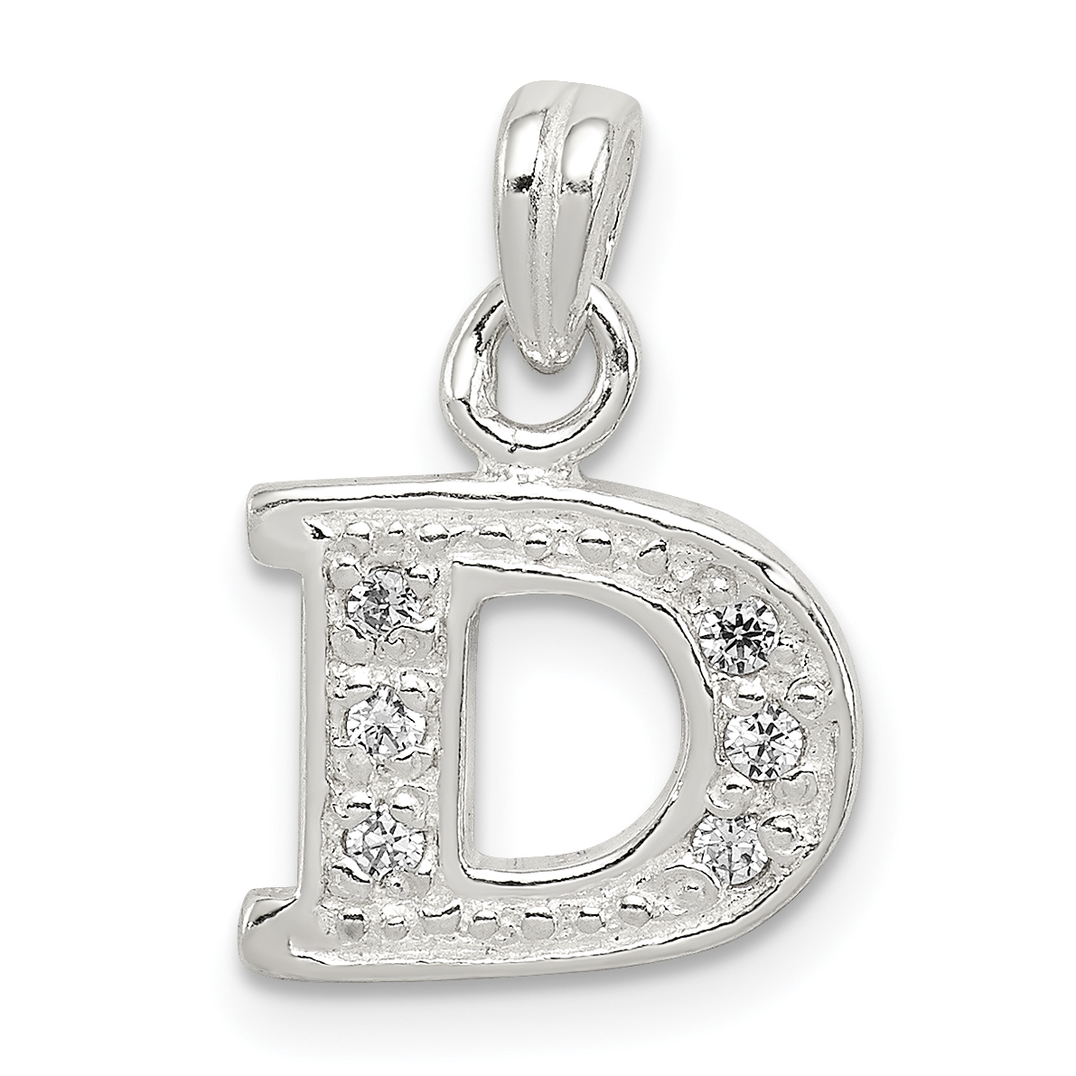 Sterling Silver CZ Letter D Initial Pendant (QC6717D)