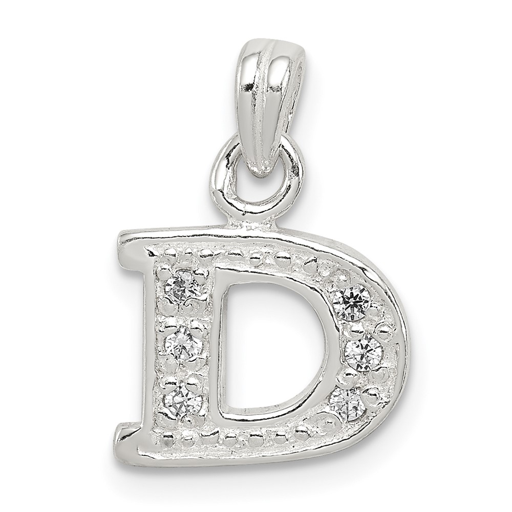 Sterling Silver CZ Letter D Initial Pendant (QC6717D)