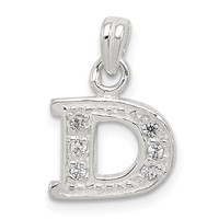 Sterling Silver CZ Letter D Initial Pendant view 1