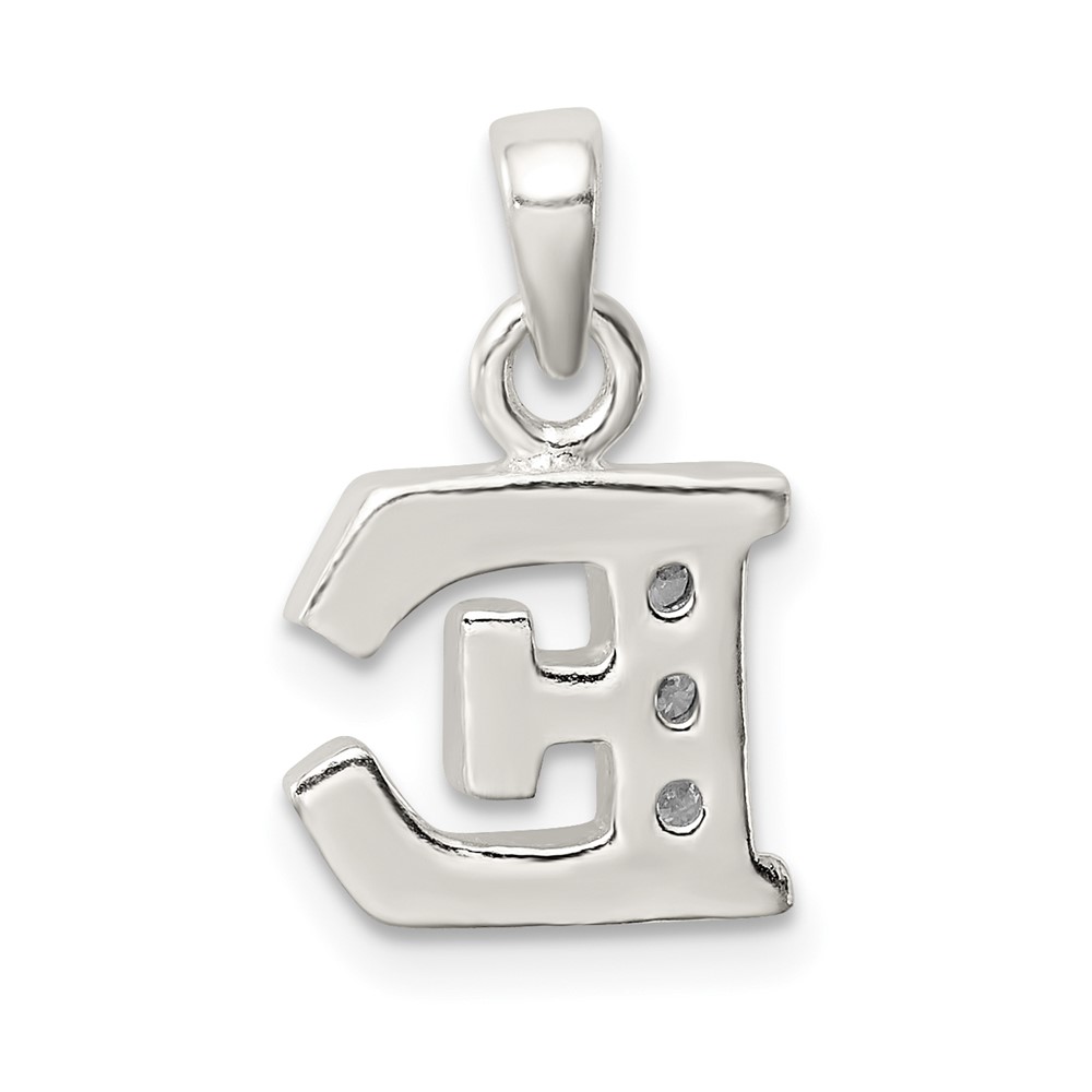 Sterling Silver CZ Letter E Initial Pendant (QC6717E)
