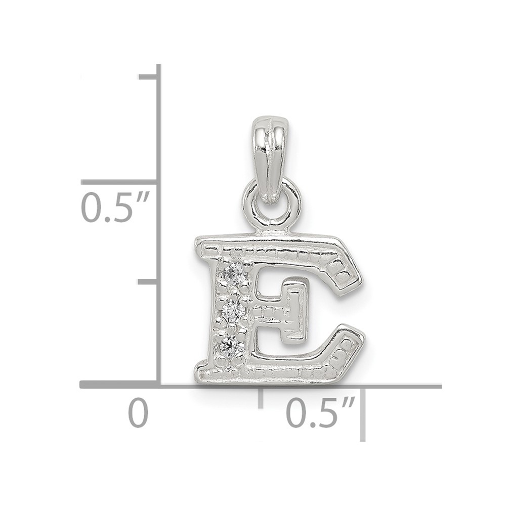 Sterling Silver CZ Letter E Initial Pendant (QC6717E)