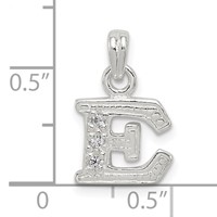 Sterling Silver CZ Letter E Initial Pendant view 4