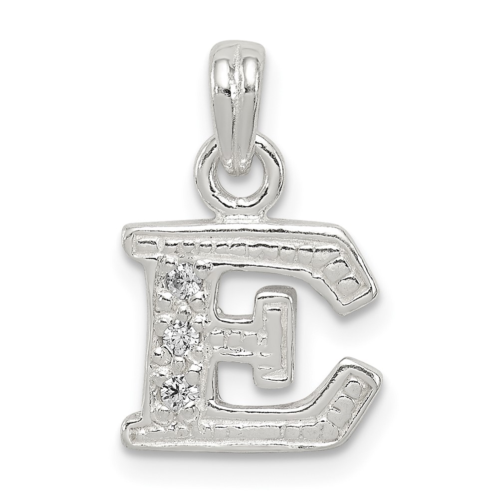 Sterling Silver CZ Letter E Initial Pendant (QC6717E)