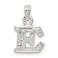 Sterling Silver CZ Letter E Initial Pendant view 1