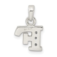 Sterling Silver CZ Letter F Initial Pendant view 3
