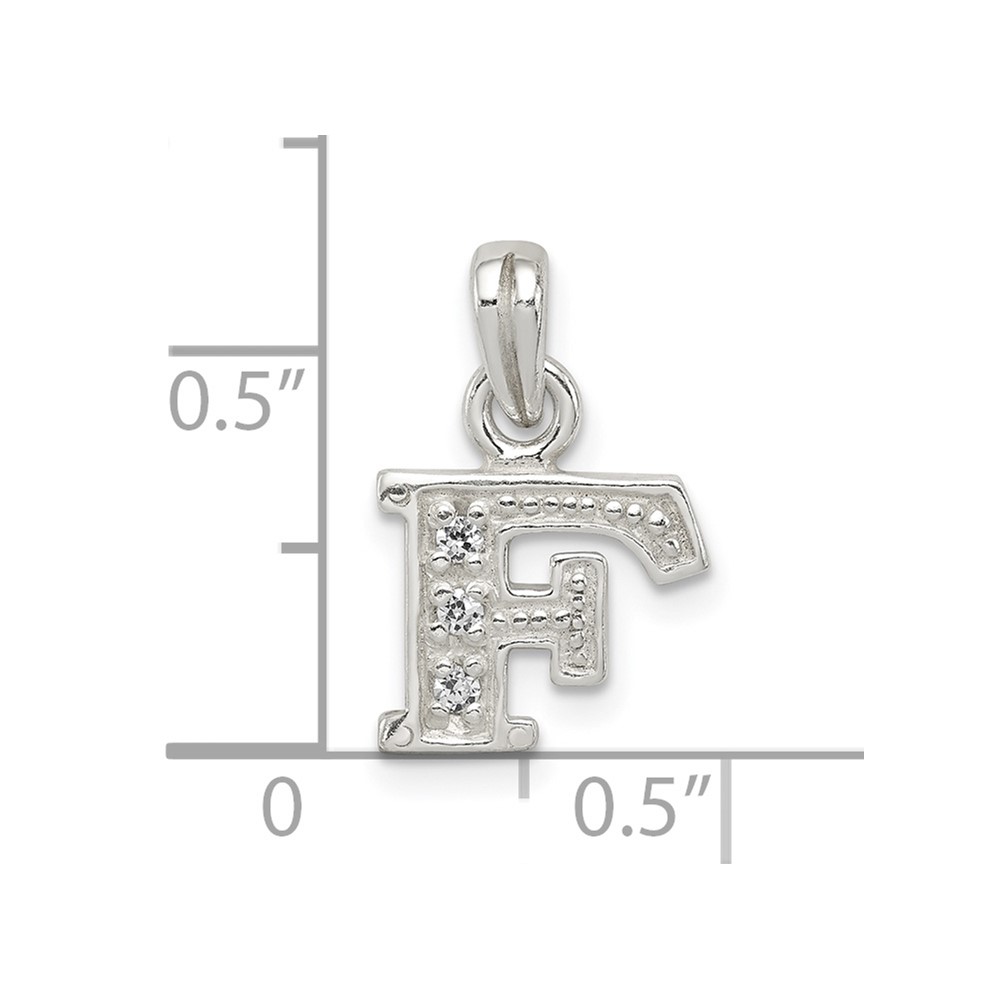 Sterling Silver CZ Letter F Initial Pendant (QC6717F)