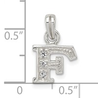 Sterling Silver CZ Letter F Initial Pendant view 4