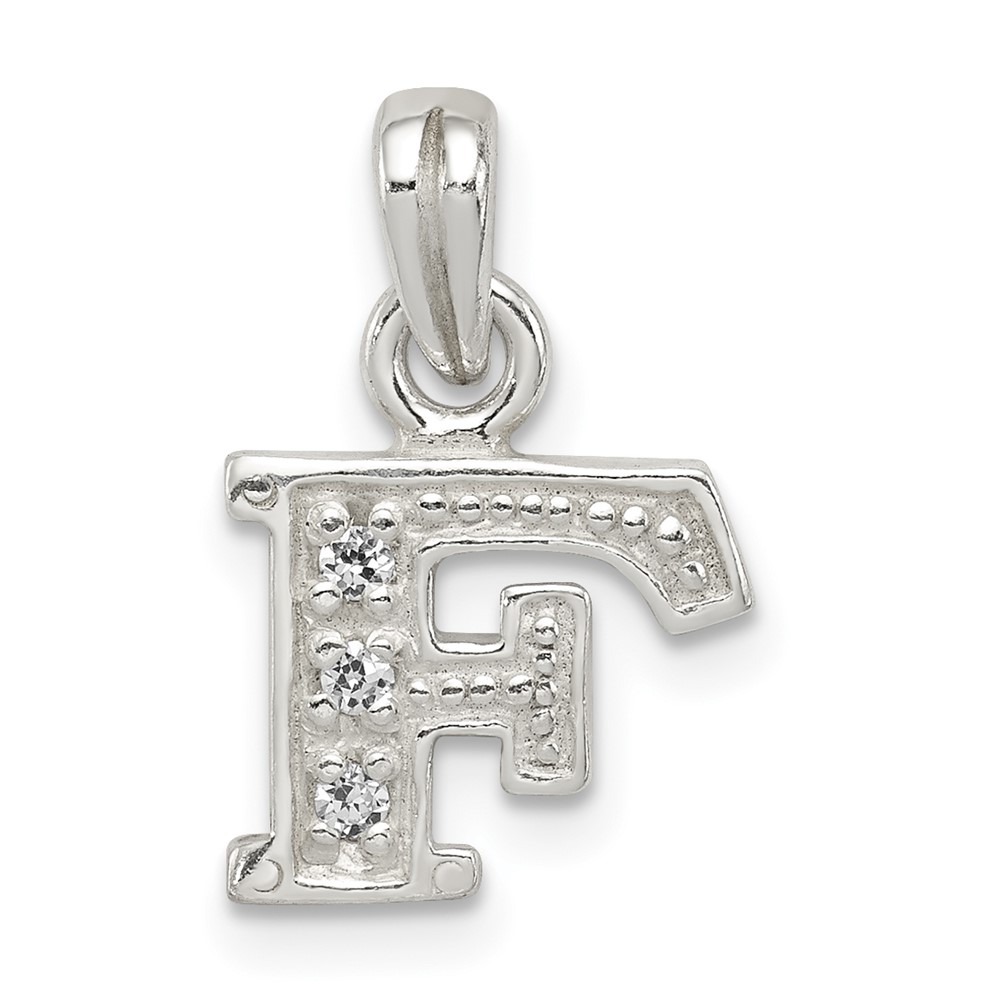Sterling Silver CZ Letter F Initial Pendant (QC6717F)