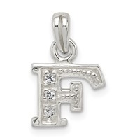 Sterling Silver CZ Letter F Initial Pendant view 1