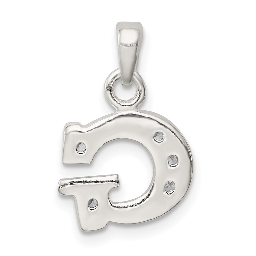 Sterling Silver CZ Letter G Initial Pendant (QC6717G)