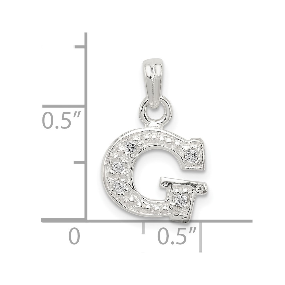 Sterling Silver CZ Letter G Initial Pendant (QC6717G)