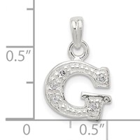 Sterling Silver CZ Letter G Initial Pendant view 4