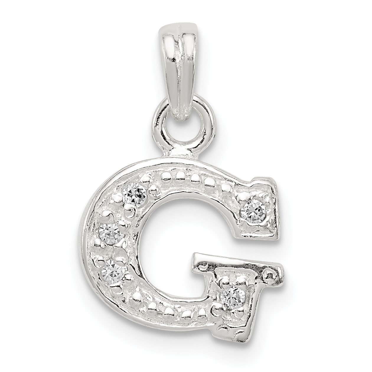 Sterling Silver CZ Letter G Initial Pendant (QC6717G)