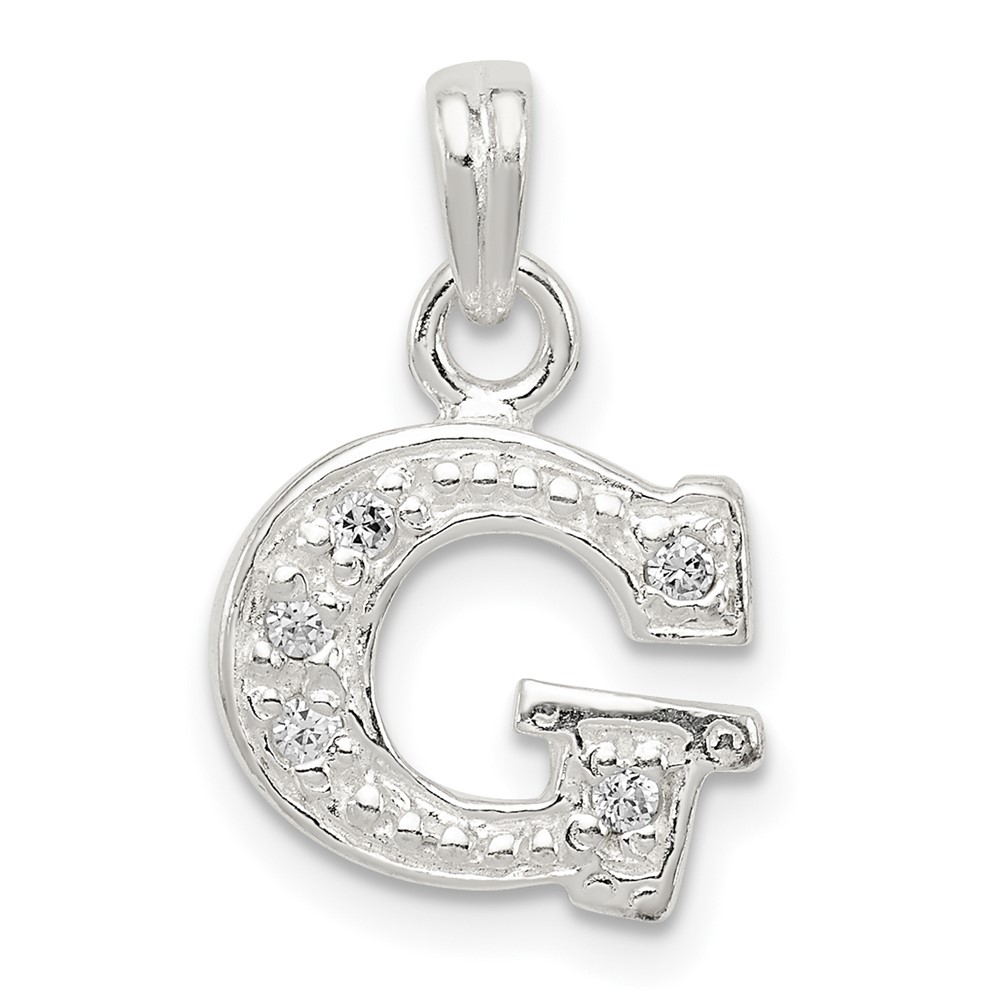 Sterling Silver CZ Letter G Initial Pendant (QC6717G)