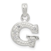 Sterling Silver CZ Letter G Initial Pendant view 1