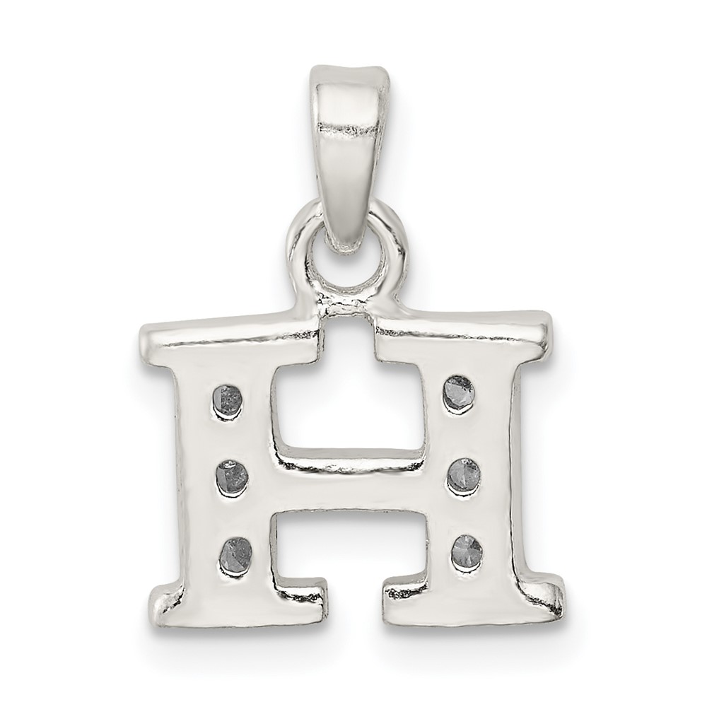 Sterling Silver CZ Letter H Initial Pendant (QC6717H)