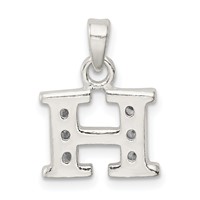 Sterling Silver CZ Letter H Initial Pendant view 3