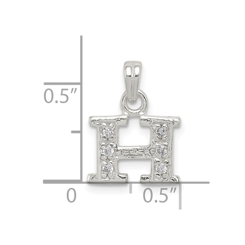 Sterling Silver CZ Letter H Initial Pendant (QC6717H)